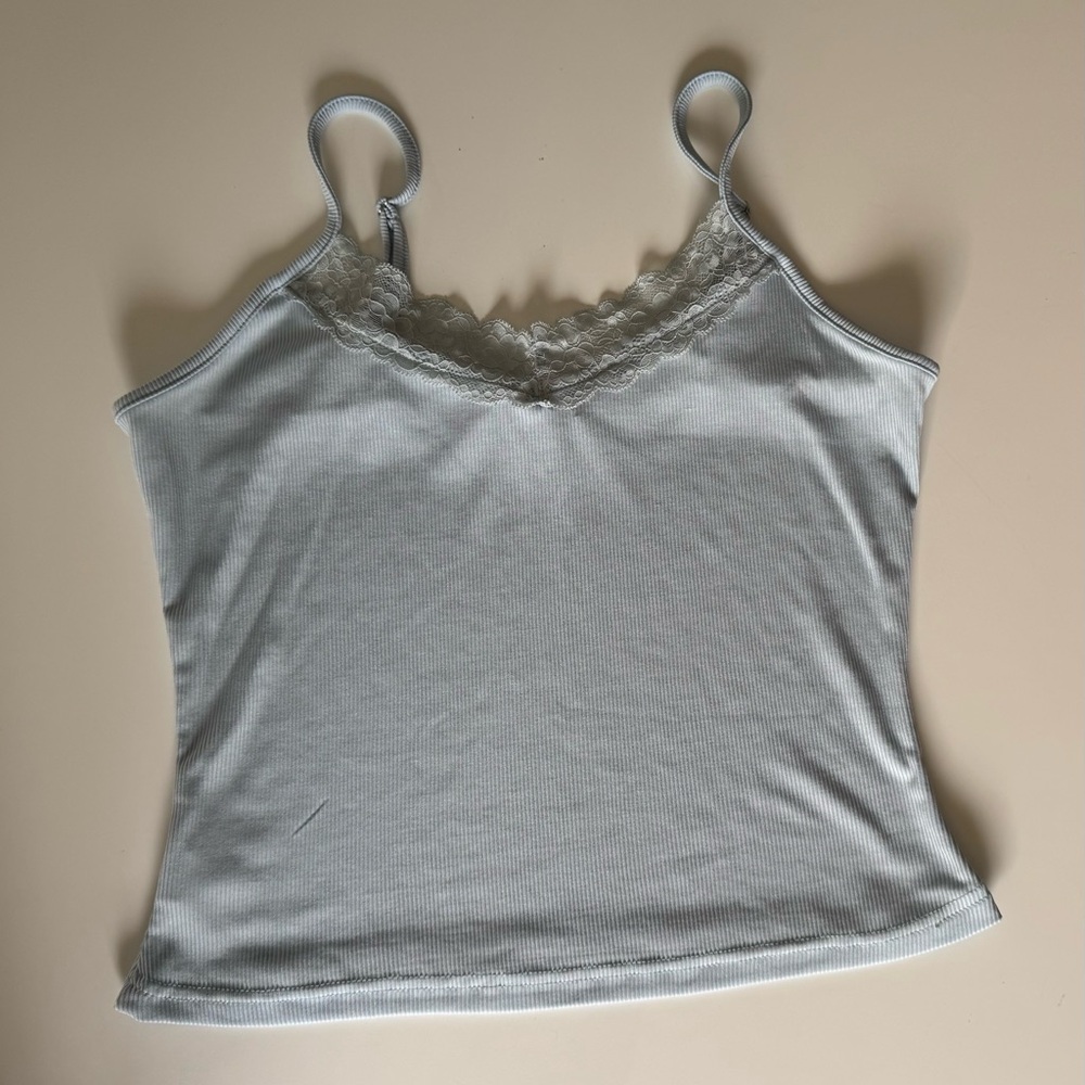 Baby blue lace cami top